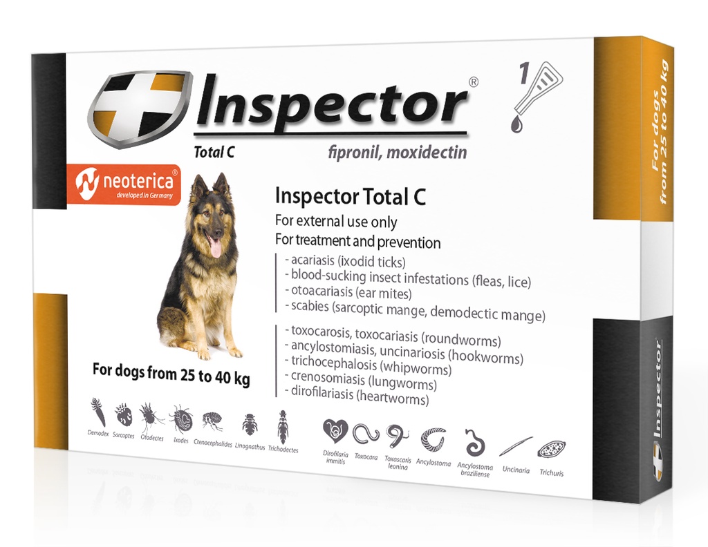 Inspector Total C Spot-on For Dogs From 25 To 40 kg (Fipronil , Moxidectin )