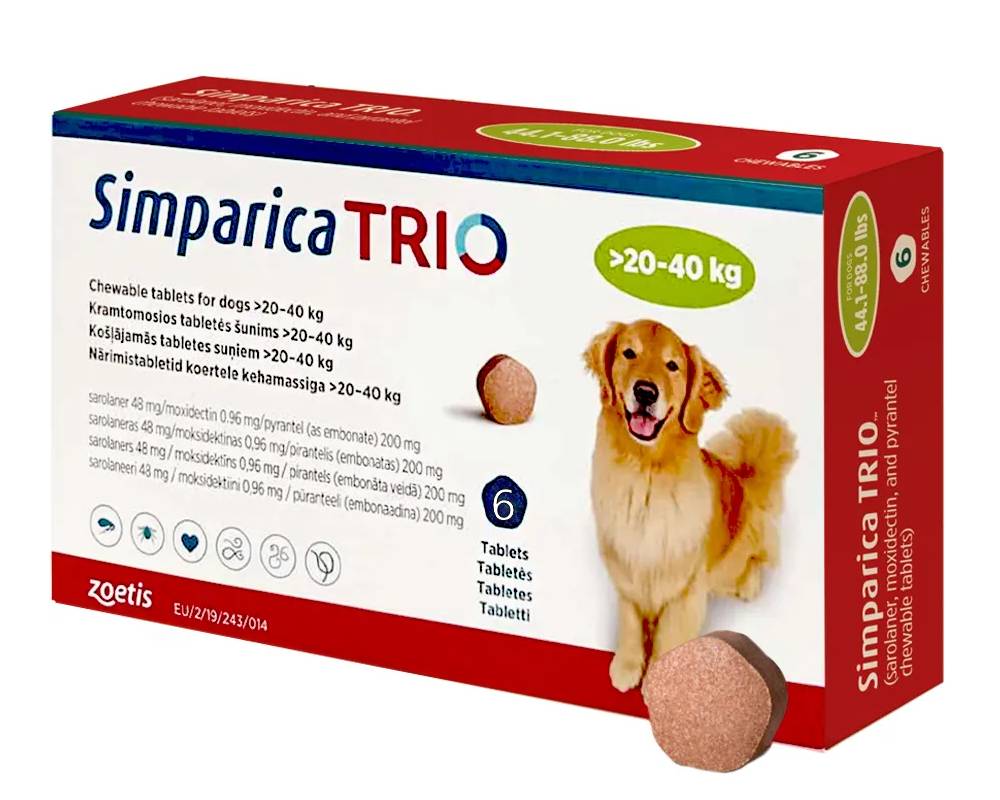 Simparica Trio 20 -40 kg  1 Tablets 