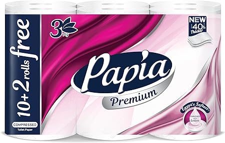 Papia Premium 10+2 Rolls Free Compressed Toilet Paper
