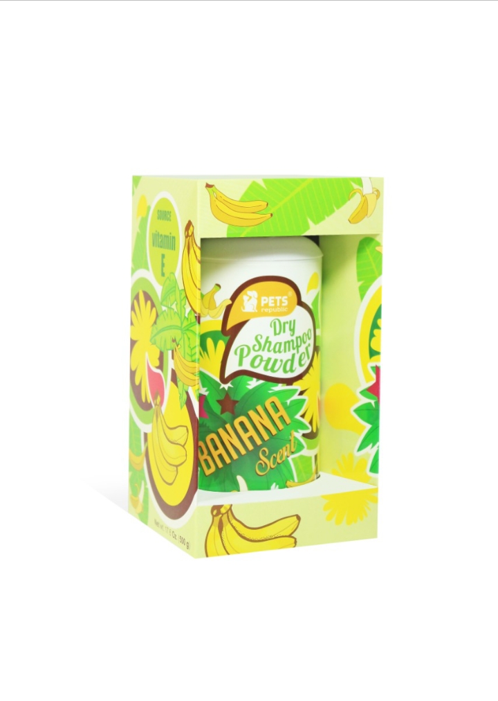 Pets Republic Dry  Powder Shampoo  Banana 500g