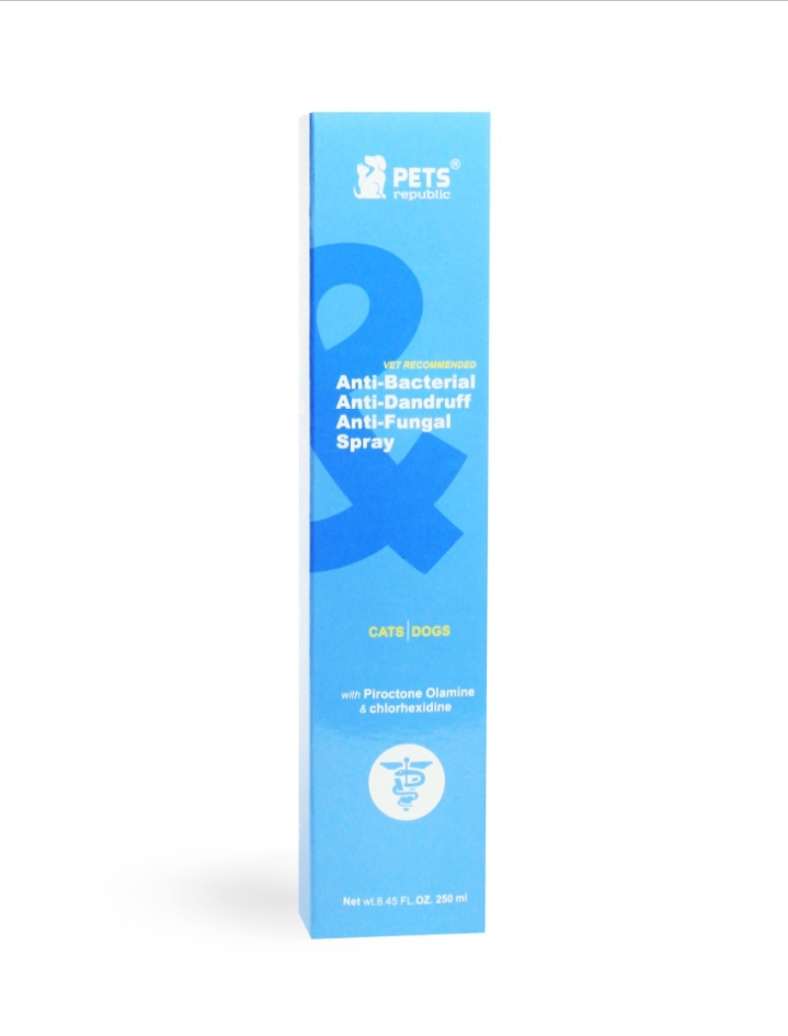 Pets Republic Anti-Dandruff & Anti-Bacterial & Anti-Fungal Spray for Dogs & Cats 250 ml