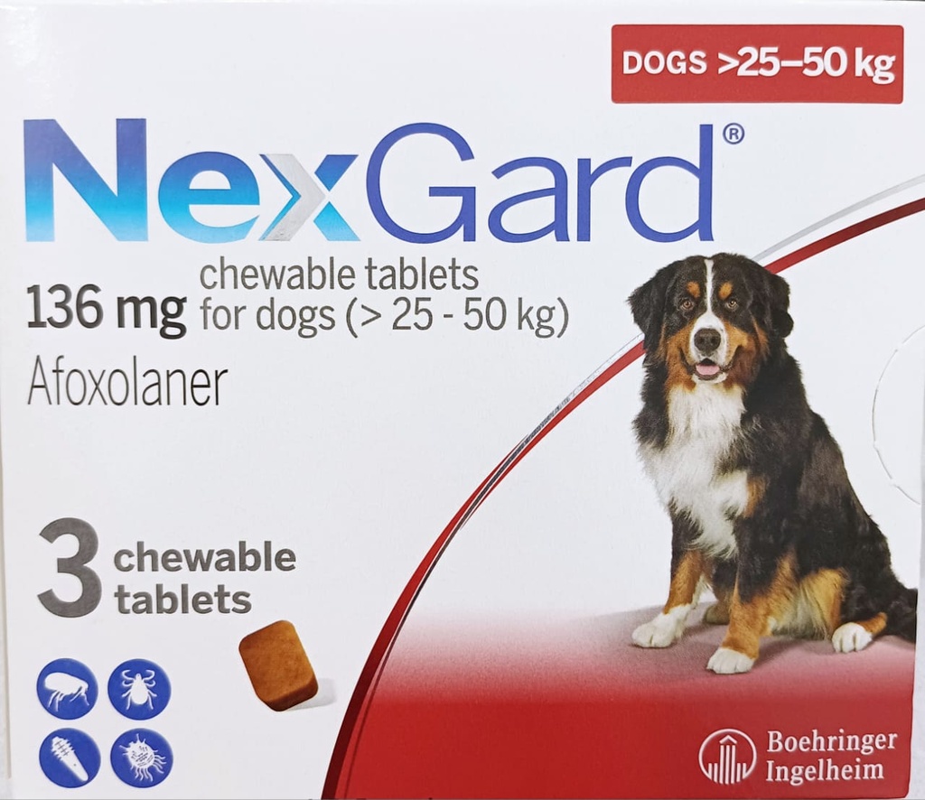 NexGard 136 mg For Dogs ( > 25 - 50 kg ) 3 Tabs