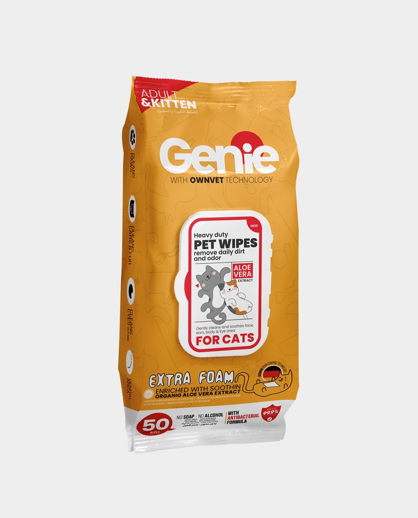 Genie Cat Wipes 50 Wipes Extra Foam