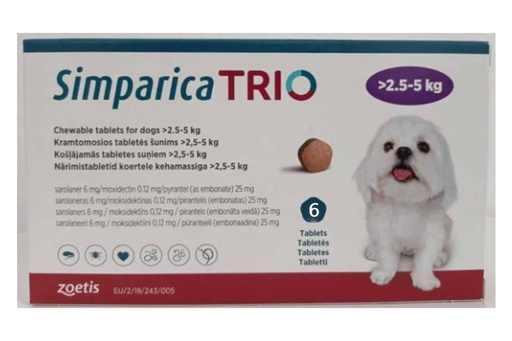 Simparica Trio Chewable Tablet for Dogs (2.5 - 5 Kg)