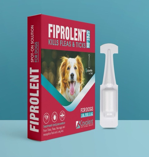 Cova Fiprolent Spot On Kills Fleas & Ticks For Dogs - 5 Pipette * 1 ml