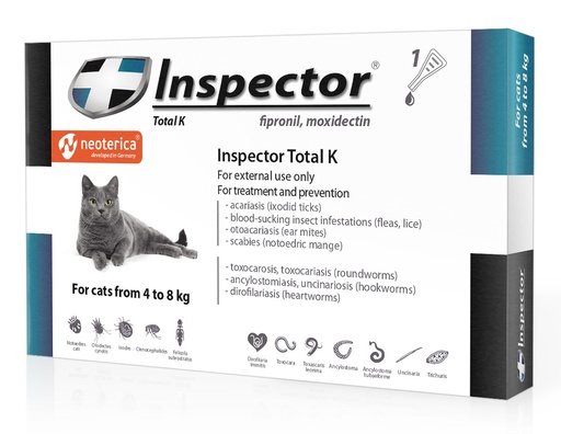 Inspector Total K Spot-on For Cats From 4 To 8 kg (Fipronil , Moxidectin )