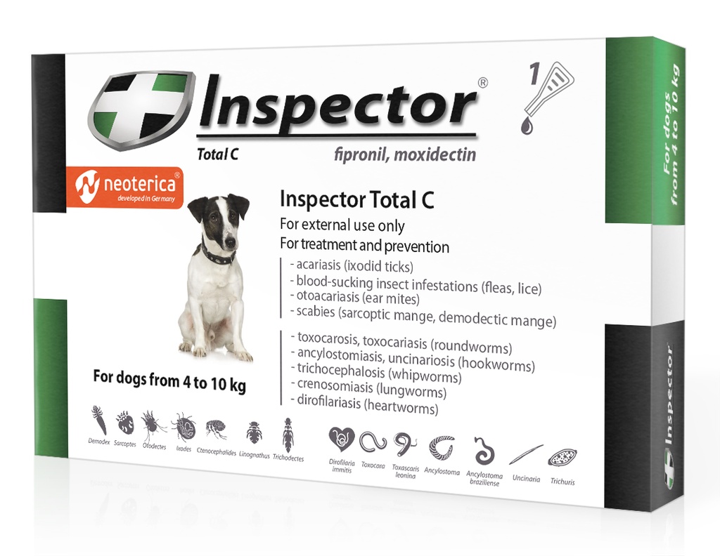 Inspector Total C Spot-on For Dogs From 4 To 10 kg (Fipronil ...