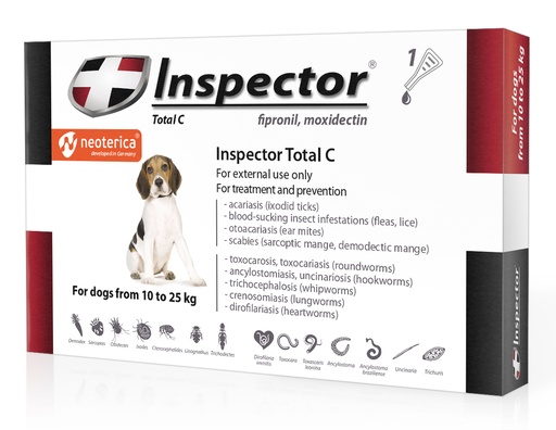 Inspector Total C Spot-on For Dogs From 10 To 25 kg (Fipronil , Moxidectin )