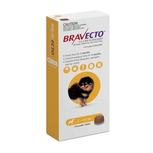 Bravecto XS (2.5-4.5kg) Anti Tick and Flea Chewable Tablet for Dogs