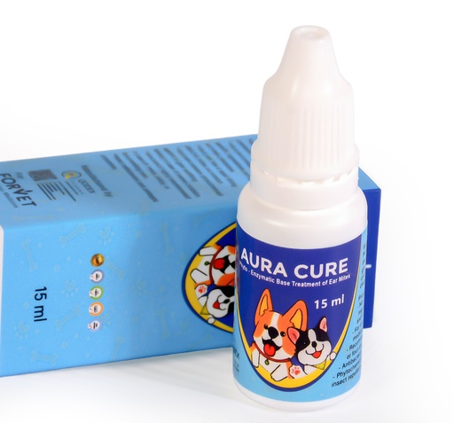 Forvet Aura Cure Phyto -Enzymatic Base Treatment Of Ear Mites 15ml For Dogs & Cats