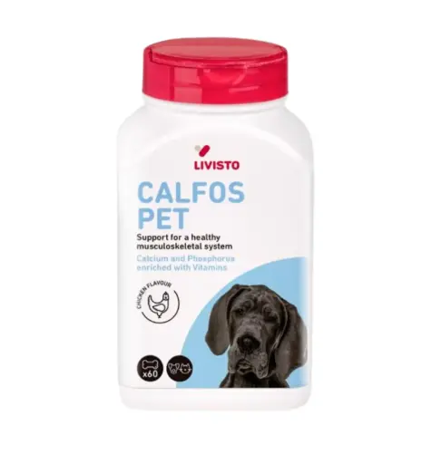 LIVISTO  CALFOS PET Mineral Salts , and Vitamins Source for Dogs and Cats - Feed additives ( Chicken Flavour ) 60 Tabs