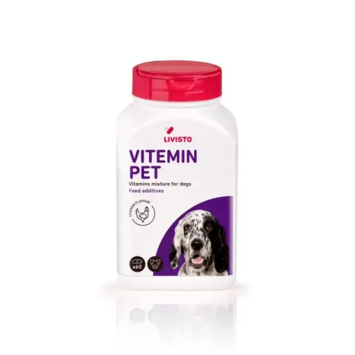 LIVISTO  VITEMIN PET , Vitamins Mixture for Dogs- Feed additives ( Chicken Flavour ) 60 Tabs